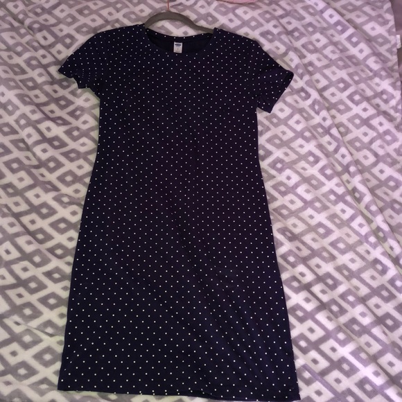 Navy Blue and White Polka Dot Dress - Picture 1 of 3